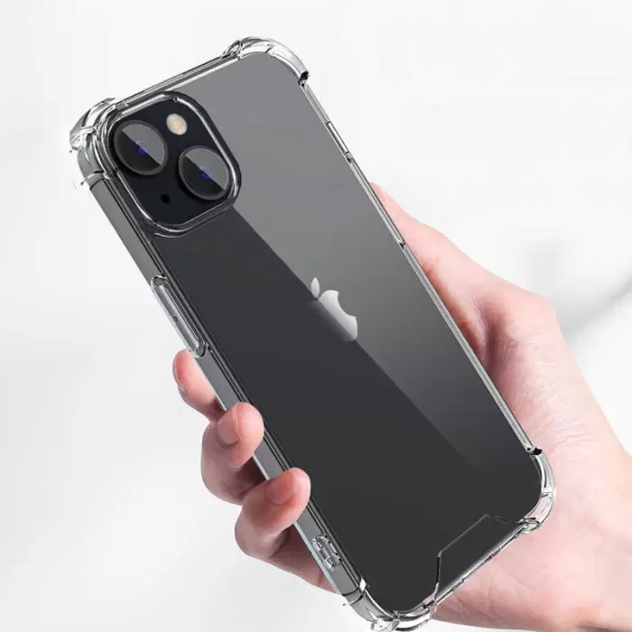 Apple iPhone 14 Plus Kılıf Lopard Nitro Antishock Köşe Koruma Darbe Emici Şeffaf Orjinal Doku Silikon