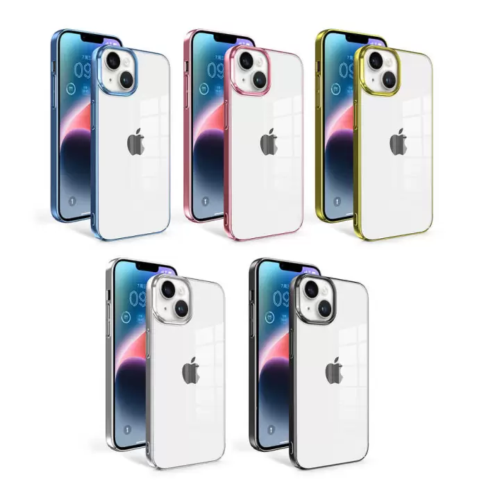 Apple iPhone 14 Plus Uyumlu Sert,Renkli Transparan Arkası Şeffaf Kenarları Kılıf Sun