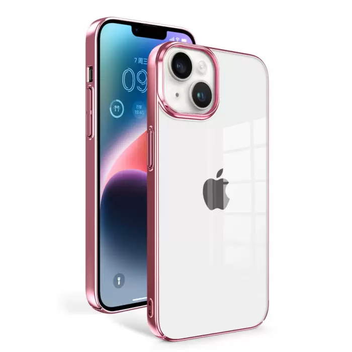 Apple iPhone 14 Plus Uyumlu Sert,Renkli Transparan Arkası Şeffaf Kenarları Kılıf Sun