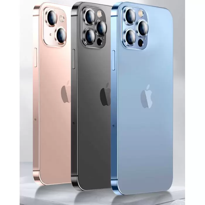 Apple iPhone 14 Pro Metal Çerçeveli Lens Koruma Parlak Renkli Kamera Koruyucu CL-08 Tam Koruma Temperli Cam CL-03