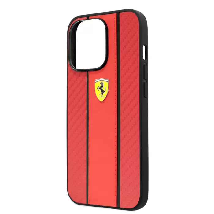 Apple İphone 14 Pro Kılıf Ferrari Pu Deri Ve Karbon Dizayn Kapak