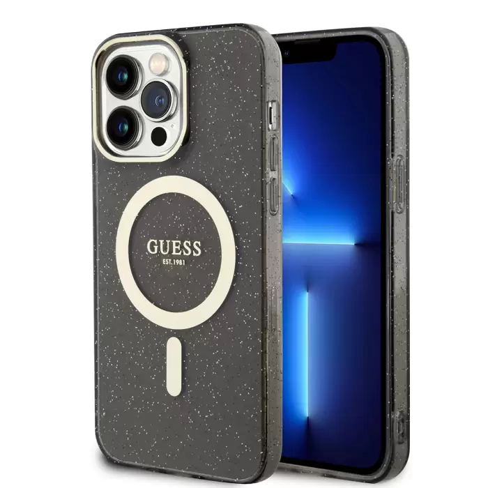 Apple İphone 14 Pro Kılıf Guess Magsafe Şarj  Glitter Kapak