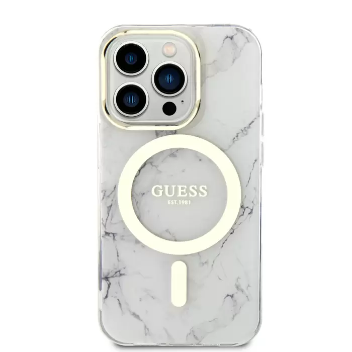 Apple İphone 14 Pro Kılıf Guess Magsafe Şarj  Mermer Desenli Kapak