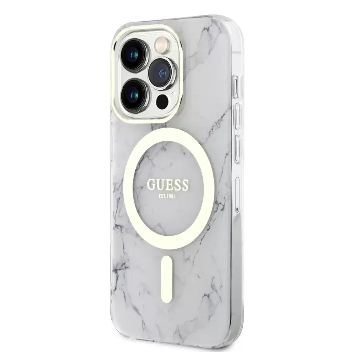 Apple İphone 14 Pro Kılıf Guess Magsafe Şarj  Mermer Desenli Kapak