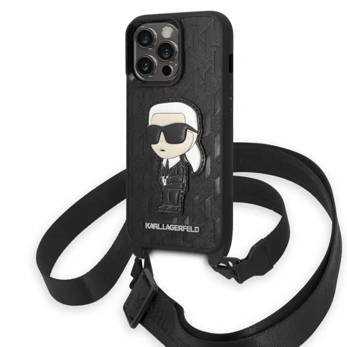 Apple İphone 14 Pro Kılıf Karl Lagerfeld Boyun Askılı Karl Dizayn Kapak