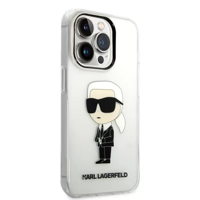 Apple İphone 14 Pro Kılıf Karl Lagerfeld Transparan İkonik Karl Dizayn Kapak