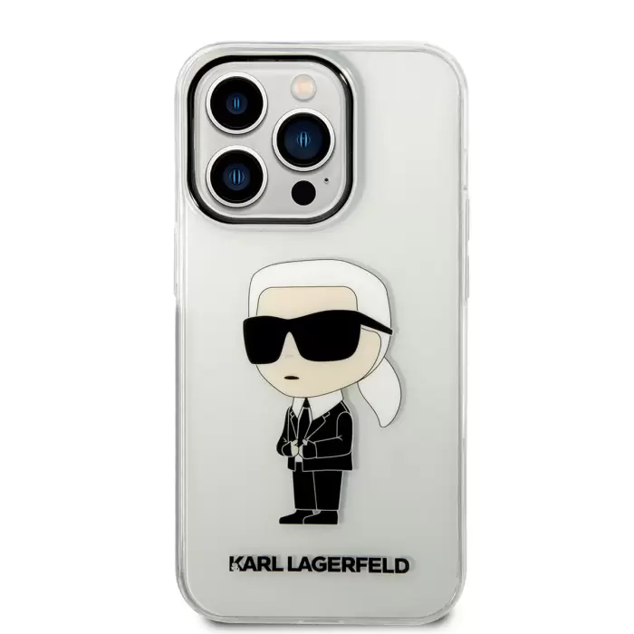 Apple İphone 14 Pro Kılıf Karl Lagerfeld Transparan İkonik Karl Dizayn Kapak