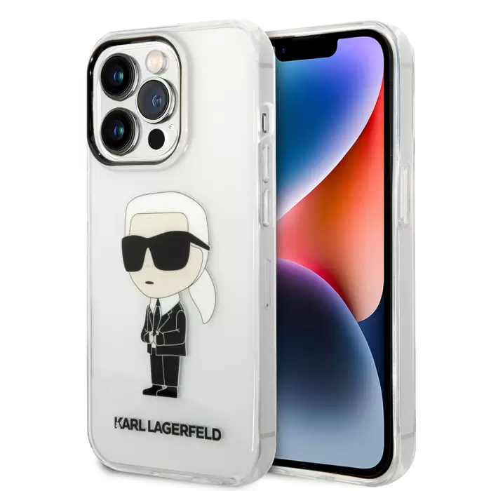 Apple İphone 14 Pro Kılıf Karl Lagerfeld Transparan İkonik Karl Dizayn Kapak