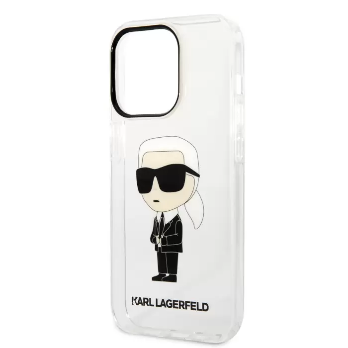 Apple İphone 14 Pro Kılıf Karl Lagerfeld Transparan İkonik Karl Dizayn Kapak