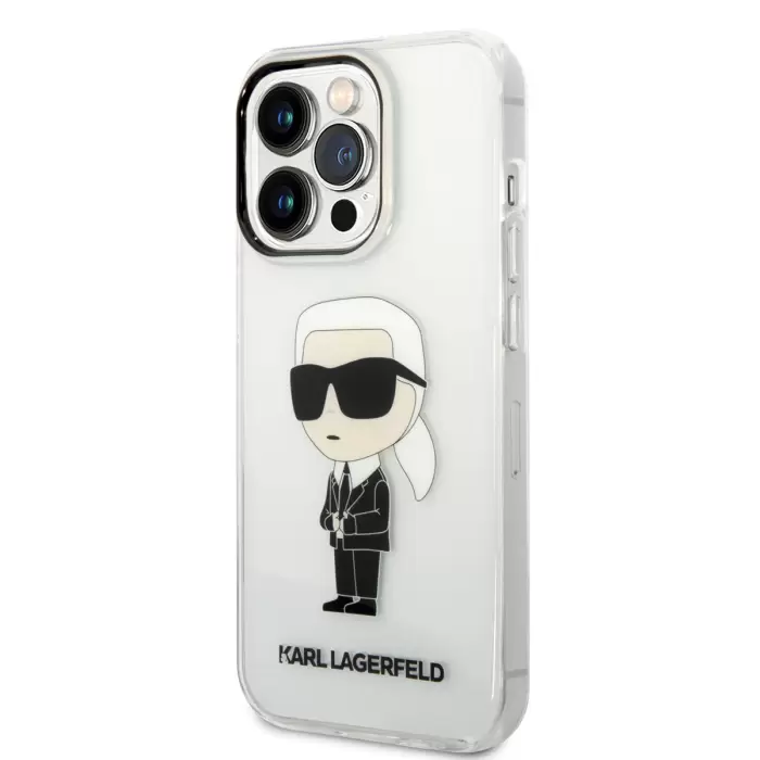 Apple İphone 14 Pro Kılıf Karl Lagerfeld Transparan İkonik Karl Dizayn Kapak