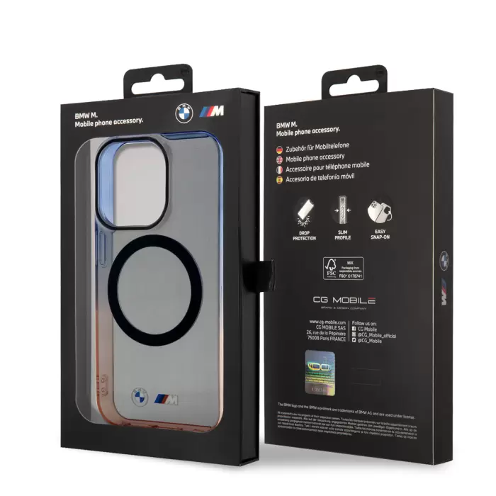 Apple İphone 14 Pro Max Kılıf Bmw Magsafe Şarj Özellikli Transparan Renk Geçişli Dizayn Kapak