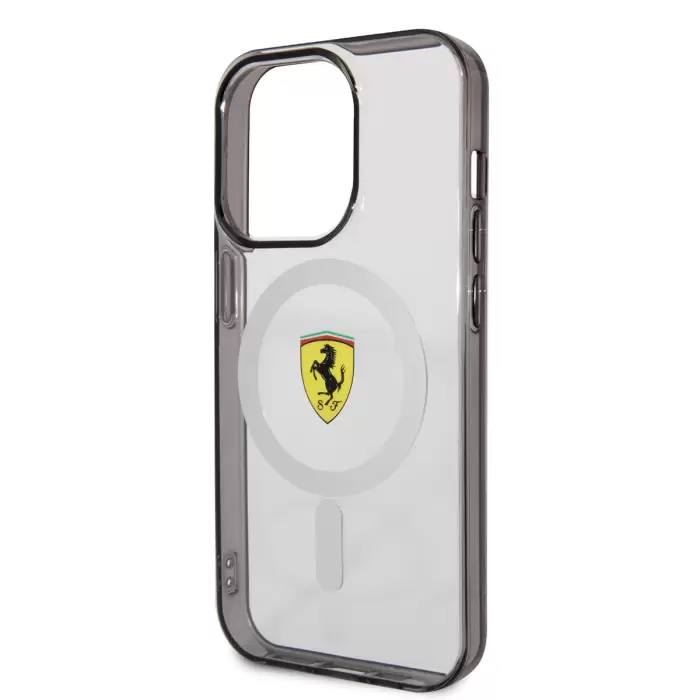 Apple İphone 14 Pro Max Kılıf Ferrari Magsafe Şarj Özellikli Transparan Dizayn Kapak
