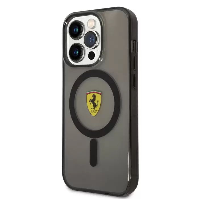 Apple İphone 14 Pro Max Kılıf Ferrari Magsafe Şarj Özellikli Yarı Transparan Dizayn Kapak