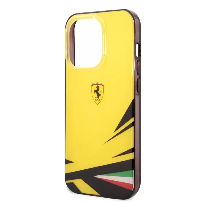 Apple İphone 14 Pro Max Kılıf Ferrari Sarı İtalyan Bayrak Baskılı Dizayn Kapak