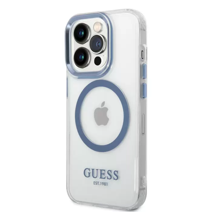 Apple İphone 14 Pro Max Kılıf Guess Magsafe Şarj Özellikli Metal Kamera Çerçeveli Kapak