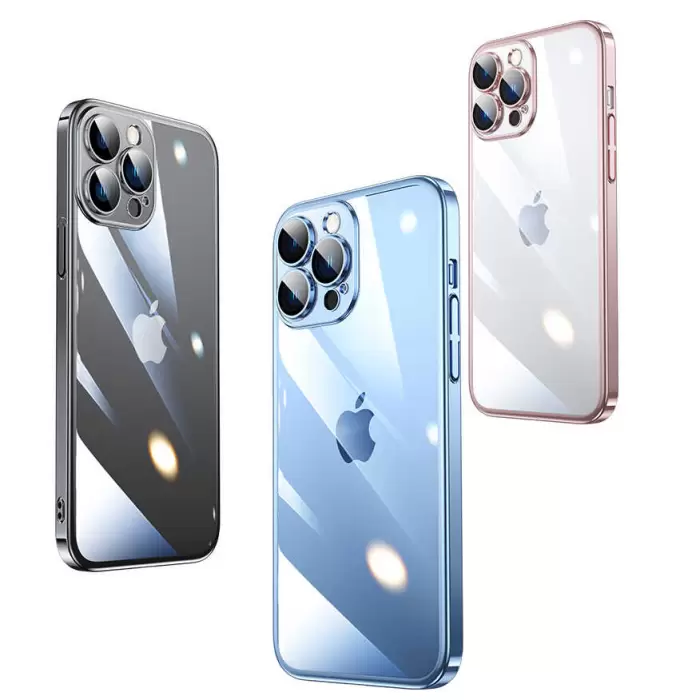 Apple iPhone 14 Pro Max Kılıf Kenarları Orijinal Renkler Kamera Lens Koruma Darbe Emici Sert Kapak Riksos