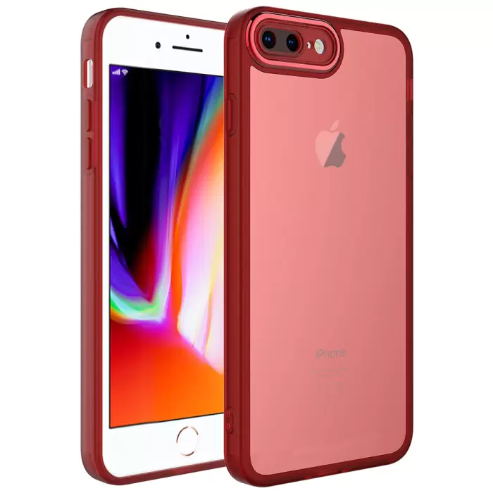 Apple iPhone 7 Plus Sert Parlak Kamera Ve Darbe Korumalı Arkası Renkli Şeffaf Post Kılıf