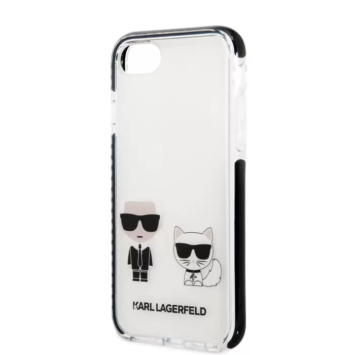 Apple İphone 8 Kılıf Karl Lagerfeld Kenarları Siyah Silikon K&c Dizayn Kapak