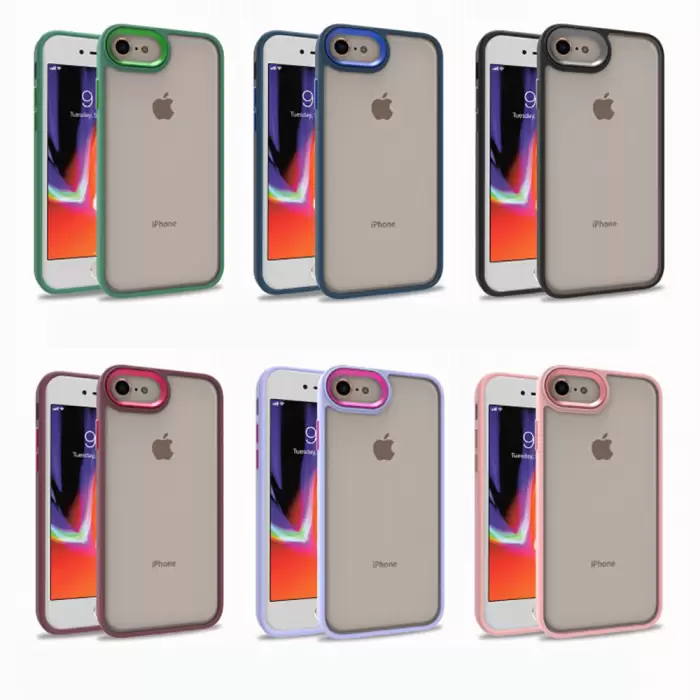 Apple iPhone 8 Kılıf Lopard Kamera Çıkıntılı Arkası Şeffaf Köşeleri Parlak Renkli Işlemeli Kapak Flora