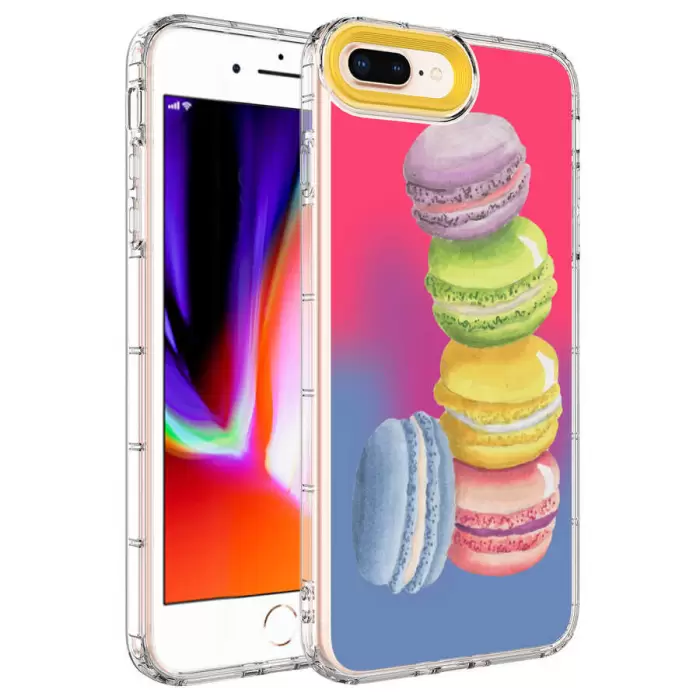 Apple iPhone 8 Plus Kılıf Kamera Korumalı Renkli Desenli Sert Silikon Lopard Korn Kapak