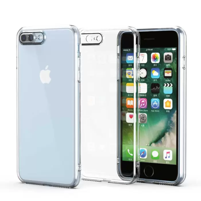 Apple iPhone 8 Plus Uyumlu Kılıf Full Kamera Korumalı Şeffaf Slim-fit Fizy Kapak