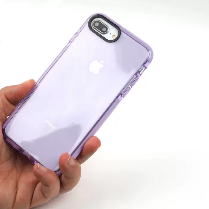 Apple iPhone 8 Plus Uyumlu Kılıf Renkli Transparan Geçişli Parlak Kapak Punto