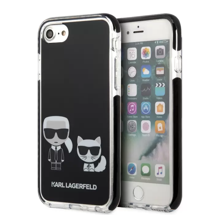 Apple İphone Se 2020 Kılıf Karl Lagerfeld Kenarları Siyah Silikon K&c Dizayn Kapak