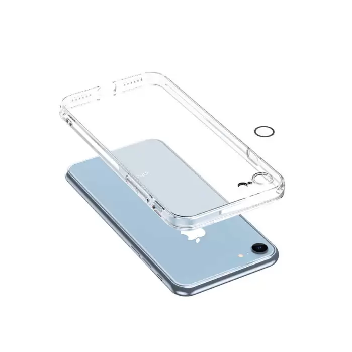 Apple iPhone SE 2020 Uyumlu Kılıf Full Kamera Korumalı Şeffaf Slim-fit Fizy Kapak