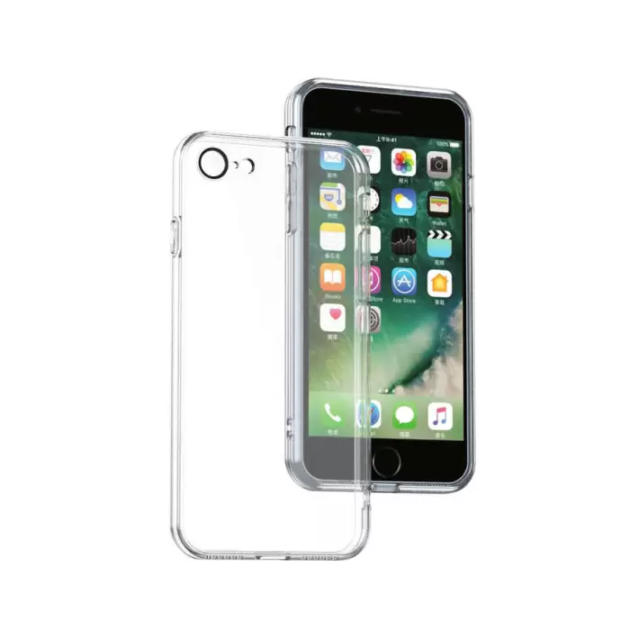 Apple iPhone SE 2020 Uyumlu Kılıf Full Kamera Korumalı Şeffaf Slim-fit Fizy Kapak