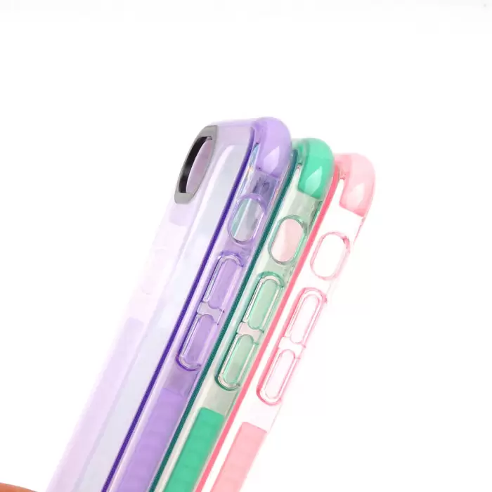 Apple iPhone SE 2020 Uyumlu Kılıf Renkli Transparan Geçişli Parlak Kapak Punto