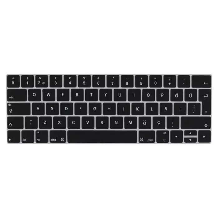 Macbook 13 Pro Touch Bar A1706 Silikon Ped Trasparan Uyumlu Şeffaf Klavye Koruyucu Türkçe Q