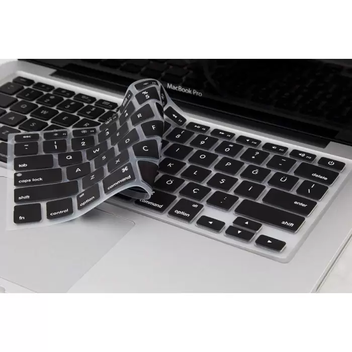 Apple Macbook 15.4 Pro Retina Silikon Ped Trasparan Uyumlu Şeffaf Klavye Koruyucu Türkçe Q