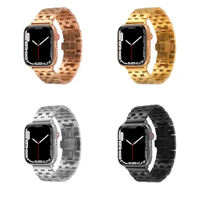 Apple Watch 38mm Uyumlu Premier Paslanmaz Çelik Metal Kordon Kayış Baklalı KRD-20