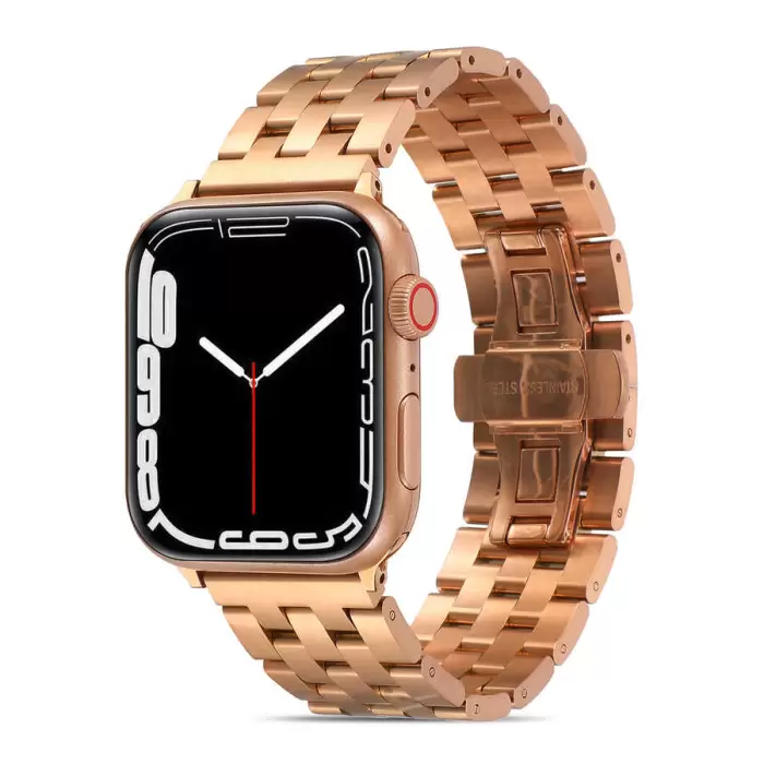 Apple Watch 42mm 10.Nesil Uyumlu Premier Paslanmaz Çelik Metal Kordon Kayış Baklalı KRD-20