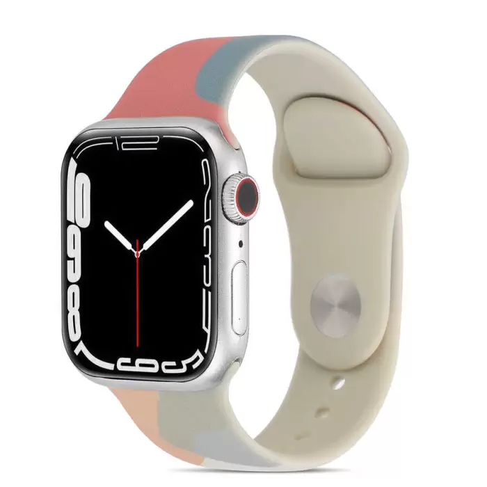 Apple Watch 38mm Renkli Orijinal Desenli Yüzey Tasarımı Krd-62 Silikon Kordon