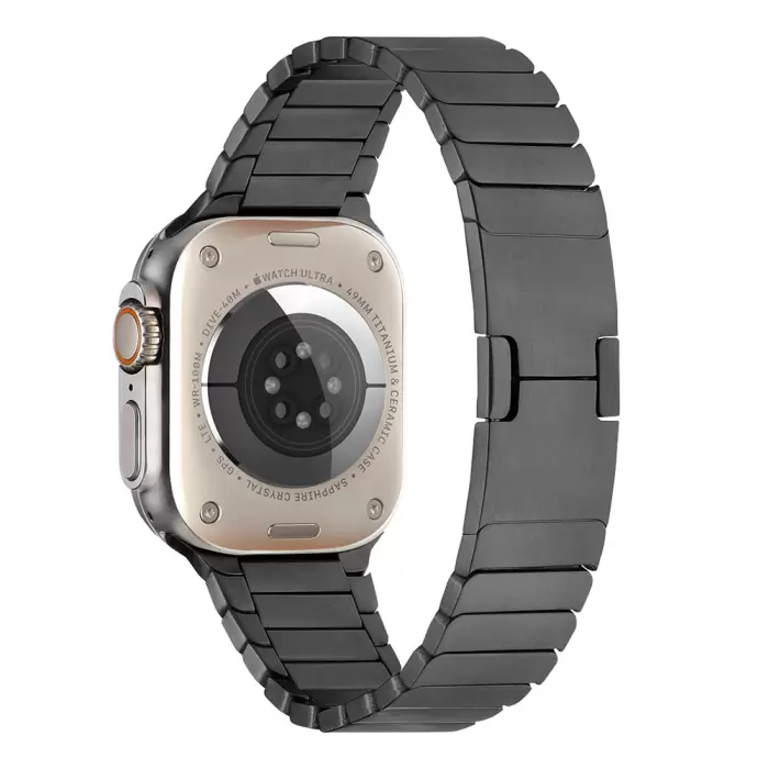 Apple Watch 42mm 10.Nesil  KRD-82 Çizgi Orjnal Tasarım Şık Ve Dayanıklı Metal Kordon