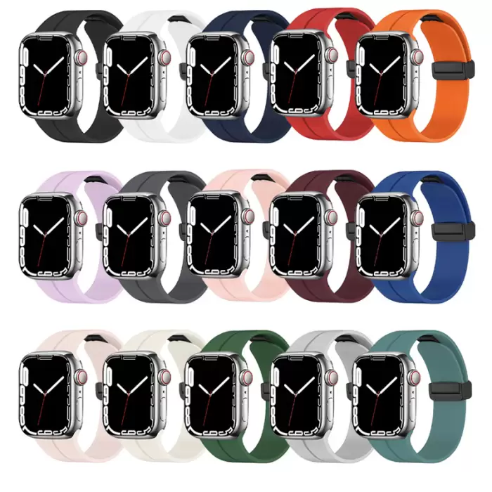 Apple Watch 38mm Lopard KRD-84 Magnetic Tokalı A+ Kalite Sport Silikon Kordon