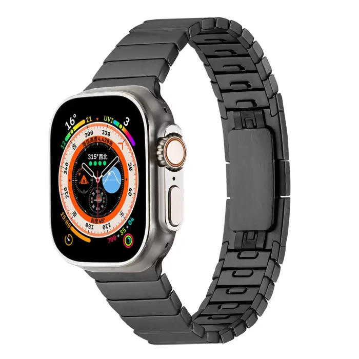 Apple Watch 42mm Lopard KRD-82 Çizgi Orjnal Tasarım Şık Ve Dayanıklı Metal Kordon