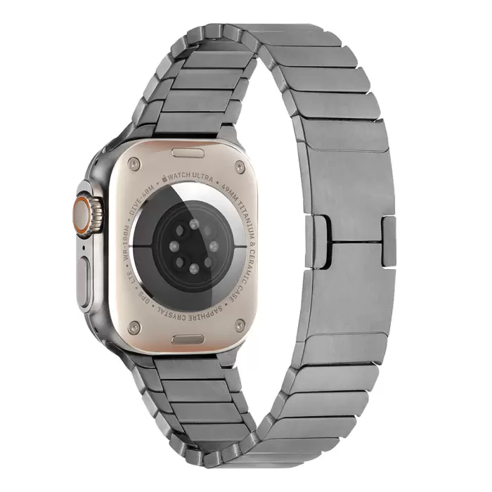 Apple Watch 42mm Lopard KRD-82 Çizgi Orjnal Tasarım Şık Ve Dayanıklı Metal Kordon