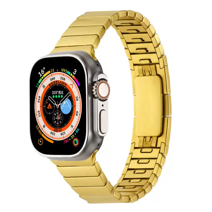 Apple Watch 42mm Lopard KRD-82 Çizgi Orjnal Tasarım Şık Ve Dayanıklı Metal Kordon