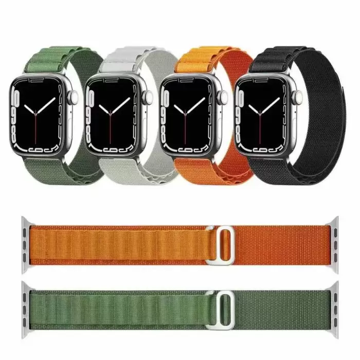 Apple Watch 44mm Alpine Loop Metal Toka Örgü Işleme Kordon Premium Kayış KRD-74