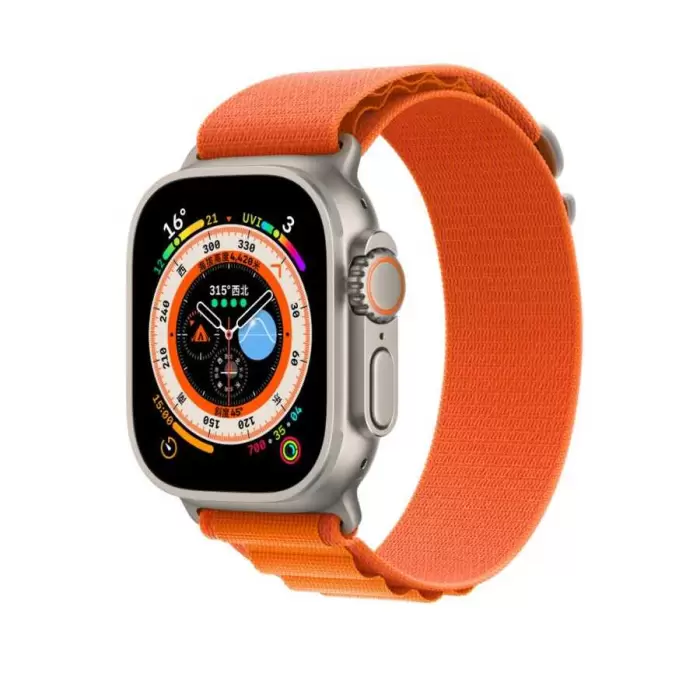Apple Watch 44mm Alpine Loop Metal Toka Örgü Işleme Kordon Premium Kayış KRD-74