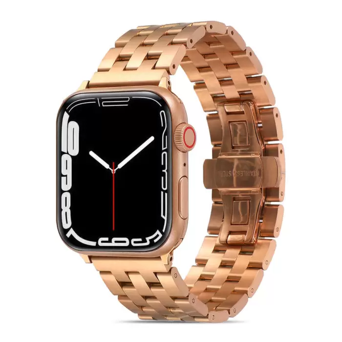 Apple Watch 7 41mm Uyumlu Premier Paslanmaz Çelik Metal Kordon Kayış Baklalı KRD-20