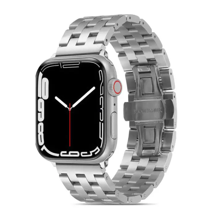 Apple Watch 7 45mm Uyumlu Premier Paslanmaz Çelik Metal Kordon Kayış Baklalı KRD-20