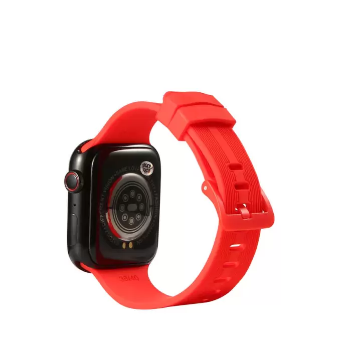 Apple Watch 7 45mm A+ Kalite Çizgili Konsept Jel Silikon Kordon KRD-23