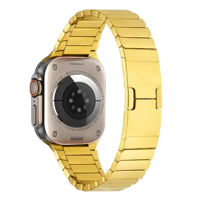 Apple Watch 7 45mm  KRD-82 Çizgi Orjnal Tasarım Şık Ve Dayanıklı Metal Kordon