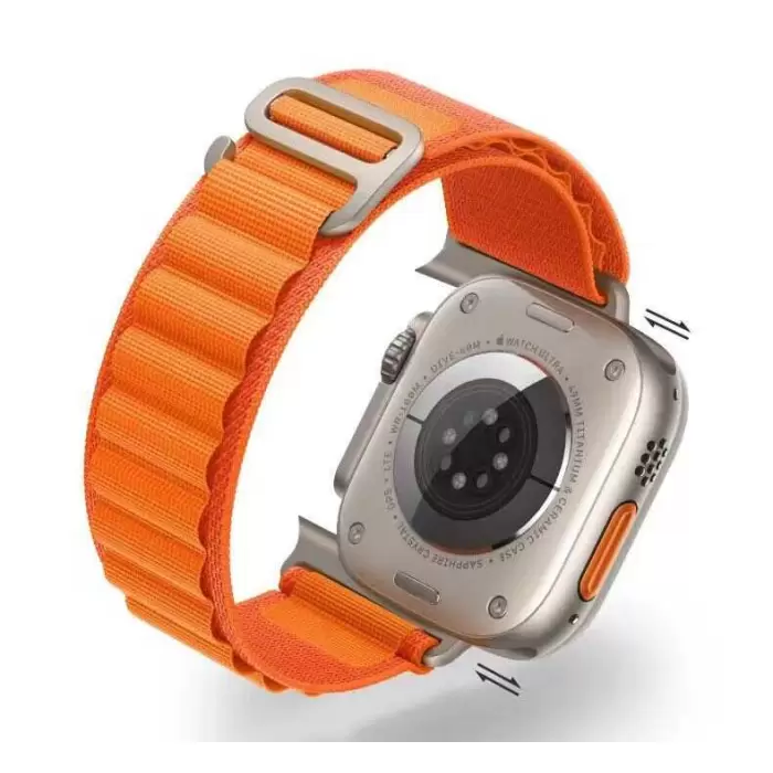 Apple Watch Ultra 49mm Alpine Loop Metal Toka Örgü Işleme Kordon Premium Kayış KRD-74