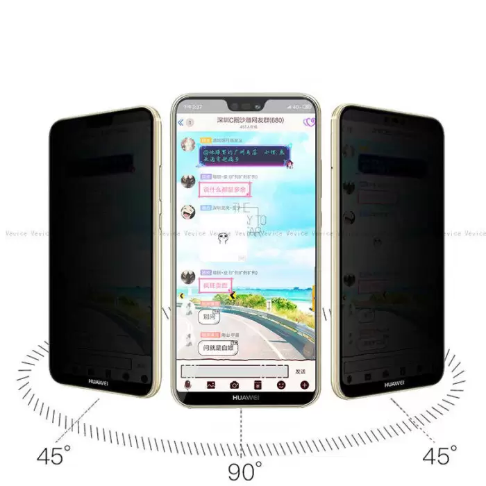Huawei P20 Pro Hayalet New 5d Privacy Temizleme Kiti Ekran Koruyucu Temperli Gizli Cam