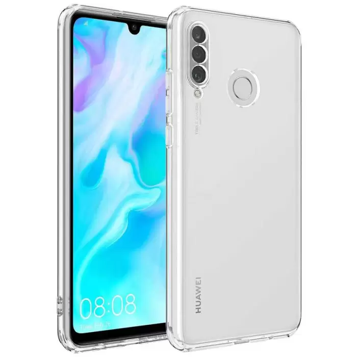 Huawei P30 Lite Kılıf Lopard Kamera Korumalı Kamera Korumalı Renksiz Şeffaf Esnek Silikon Kapak Süper