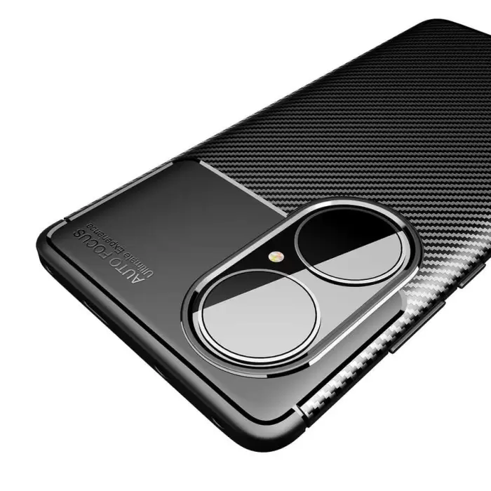 Huawei P50 Pro Kılıf Lopard Kamera Korumalı Karbon Desenli Negro Kapak Orijinal Yüzey Kılıf